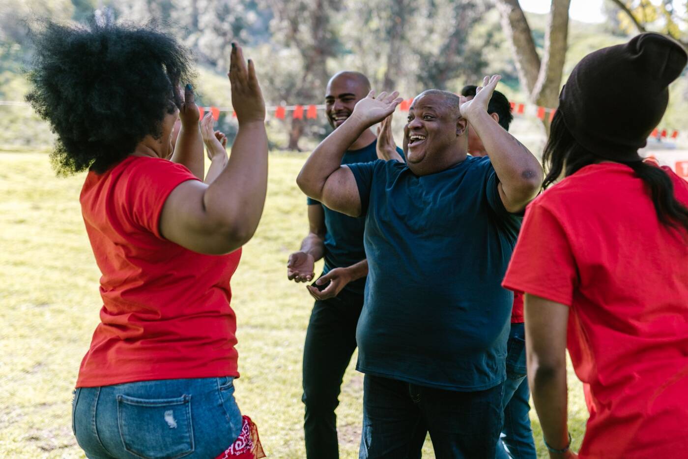 People enjoying an outdoor group activity